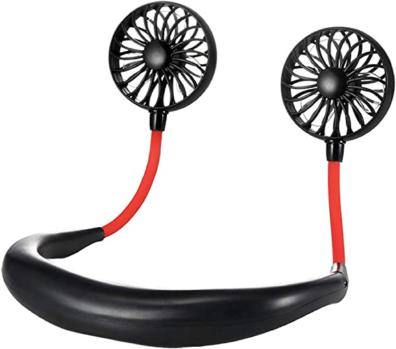 Portable Sports Fan, Viiwuu Sports Neck Fan Neckband 360 Degree Adjustable Necklace Hand Free Portable Sports Fans USB Rechargeable for Office Travel Outdoor