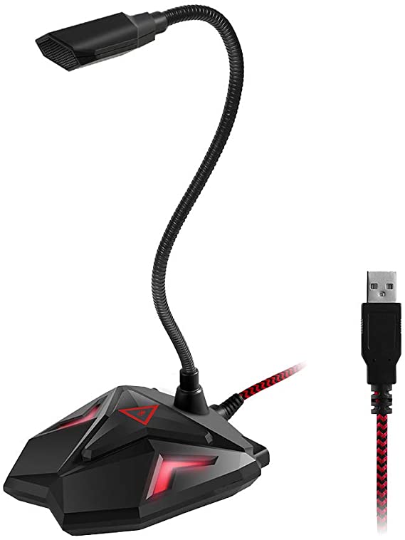 XIAOKOA Games Microphone for Computer, Plug&Play Desktop PC Microphone Condenser Mic Compatible with Windows/Mac, Ideal for Recording,PS4 Gaming, Podcasting, YouTube USB Microphone