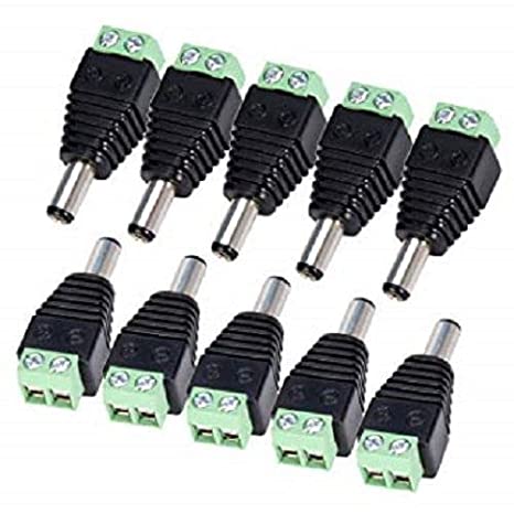 Screw Terminal Block To Male DC Power Adapter - 2.1mm Plug - Pack 10