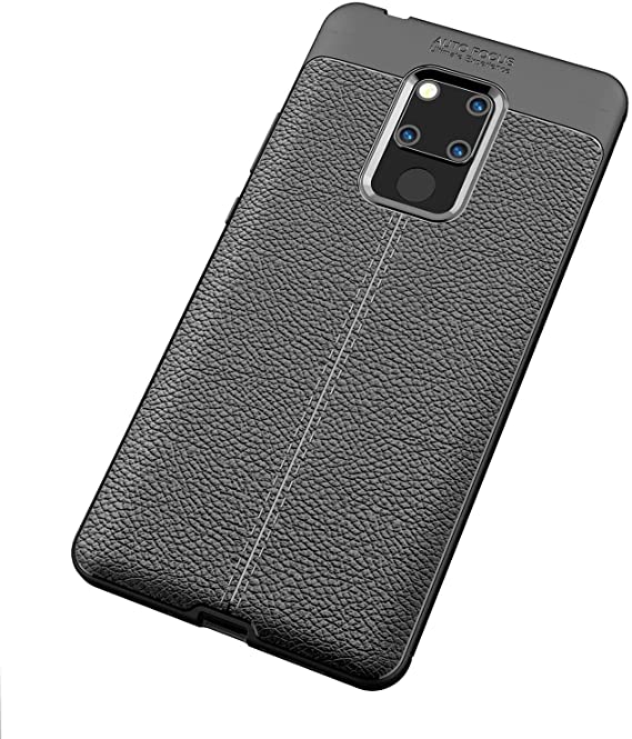 Case for Huawei Mate 20X, Shockproof Original Leather Pattern Back Case Cover Carbon Fiber - Premium quality Case From GrabMobily - Black