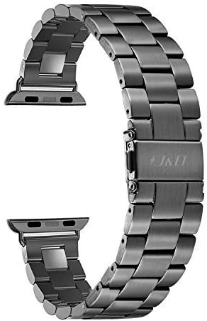 J&D Replacement Band Compatible for Apple Watch Series 4, Luxury Series 44mm Watch Stainless Steel Replacement Strap with Metal Clasp Adapter Compatible for Apple Watch 44mm Series 4