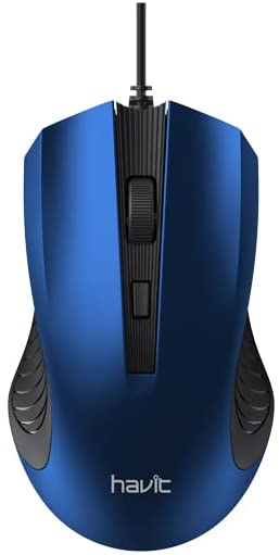 HV-MS752 1200 DPI, 4 Keys, Wired Mouse, Black+Blue