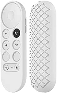 Silicone Case Compatible with Google Chromecast TV Remote, Shockproof and Anti Slip Protective Silicone Remote Cover Sleeve Skin (White)