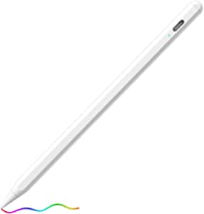 Stylus Pen for iPad, Stylus Pencil for iPad with Palm Rejection, Fully Compatible with iPad Pro 11/ Pro 12.9 4/3rd, iPad 8/7/6th, Air 4/3rd, mini 5th, Type-C Fast Charging, 3 Replaceable Caps, White