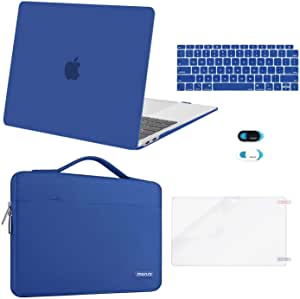 MOSISO Compatible with MacBook Air 13 inch Case 2022 2021 2020 2019 2018 Release A2337 M1 A2179 A1932 Retina Display, Plastic Hard Shell&Bag&Keyboard Skin&Webcam Cover&Screen Protector, Classic Blue