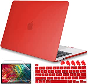 Mektron for MacBook 13 inch Pro Case 2020 M1 A2338 A2251 A2289 with Touch Bar & Touch ID, Matte Plastic Hard Shell Cover & Keyboard Skin & Screen Protector for Mac Pro 13 inch, Red