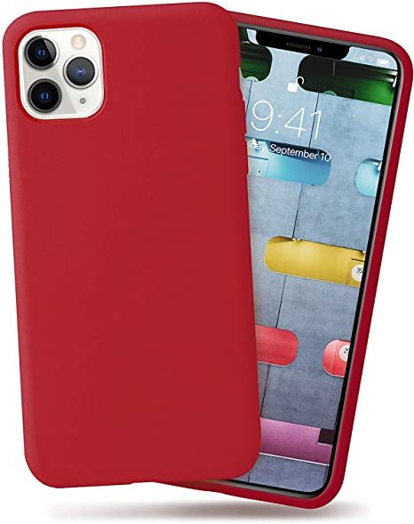 HXSringstar Liquid Silicone Case Compatible with iPhone 11 Pro 5.8inch(2019), Full Body Protection Shockproof Cover Case Drop Protection Case Soft Lining Fiber (Rose Red)