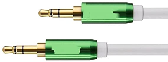 1 Meter Long AUX Cable 3.5mm Stereo Audio Input Male to Male Aux Cord - WhiteGREEN