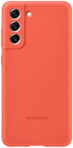 Samsung Galaxy S21 FE 5G Silicon Cover, Protective Phone Case, Smartphone Protector, Hook to Attach Strap, Soft Grip, Matte Finish, US Version, Coral