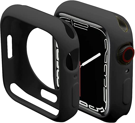 Miimall Compatible Apple Watch 45mm Case, Slim TPU Bumper Cover Anti-Scratch Protective Case Cover for Apple Watch Series 7 45mm Case Black