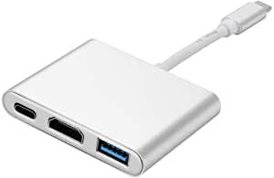 Andifany USB C to HDMI Type C USB 3.1 Hub USB-C to USB 3.0/ HDMI/Type C Female Charger, for New Macbook, XPS 13, Chromebook and other Type C devices silver