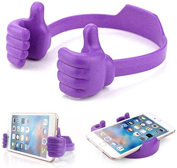 VOVIGGOL Thumbs Up Cell Phone Stand for Desk, Universal Multi-Angle Cell Phone Holder Desk Phone Stand, Cellphone Holder Smartphone Stand Holder for iPhone iPad Samsung and More – Purple