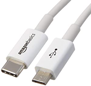 AmazonBasics USB Type C to Micro B 2.0 Cable - 3 feet (0.9 Meters) - White