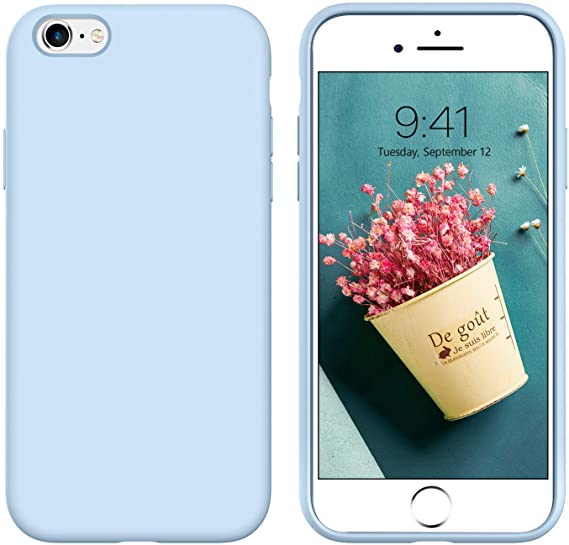 YINLAI iPhone 6 Plus Case iPhone 6S Plus Case Slim Liquid Silicone Soft Gel Rubber Cover Non Slip Shockproof Protective Hybrid Hard PC Back Bumper Phone Covers for iPhone 6 Plus/ 6S Plus Light Blue