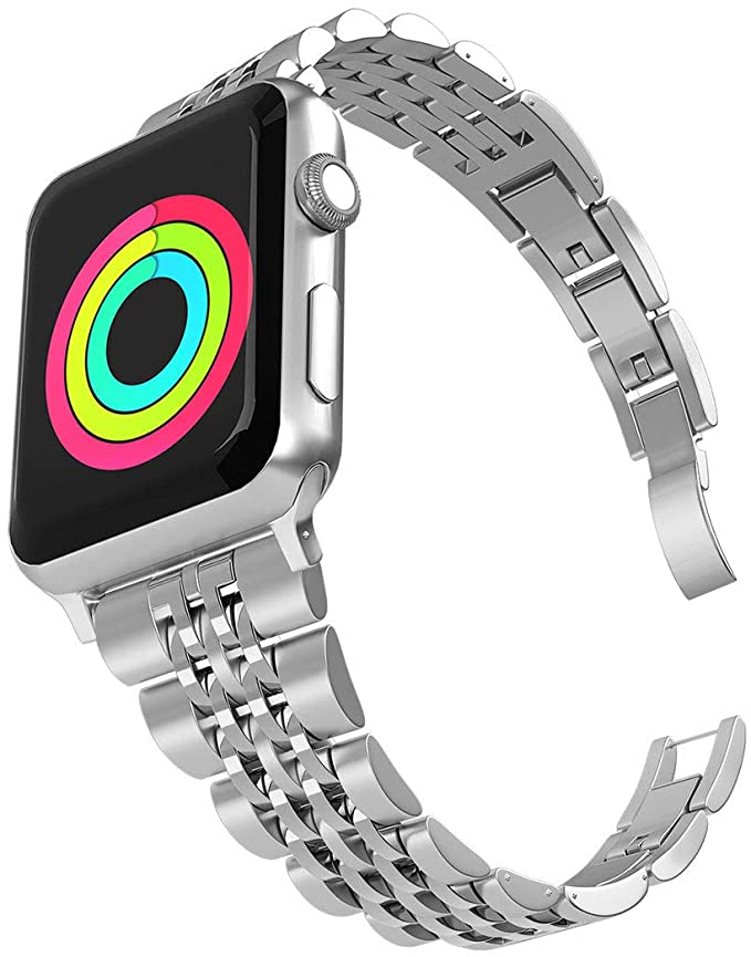 Aizilasa Band Compatible with Apple Watch Band 38mm 40mm Series 5 4, iWatch Bands 42mm/44mm Series 3 2 1 for Women Men, Stainless Steel Bracelet Adjustable Metal Replacement Wristbands Strap