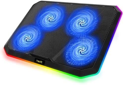 HAVIT F2076 Gaming Laptop Cooling Pad with 4 Quiet Fans & RGB For 12-17 Inch Laptop,Black