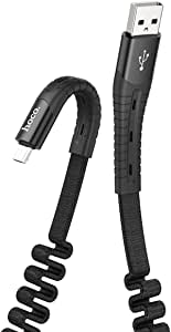 Hoco U78 - Cotton treasure elastic charging data cable (2.4A - 0.8M) - Micro-USB For Samsung Huawei Xiaomi Oppo - Black