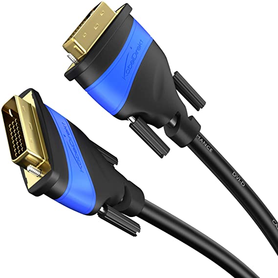 KabelDirekt – كابل Dual Link DVI, 24+1 – 0.5 م (DVI-D، الدقة الفائقة الكاملة 1080p 3D) – TOP Series