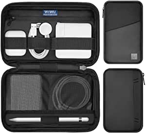 WIWU Travel Cable Organizer Bag, Waterproof Electronics Accessories Pouch Bag for Apple Pencil,Hard Drives, Cable, Charger, Phone, USB, SD Card (Black)
