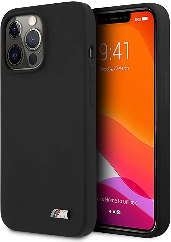 BMW Phone Case for iPhone 13 Pro - Silicone Case Black M Collection Metal Logo
