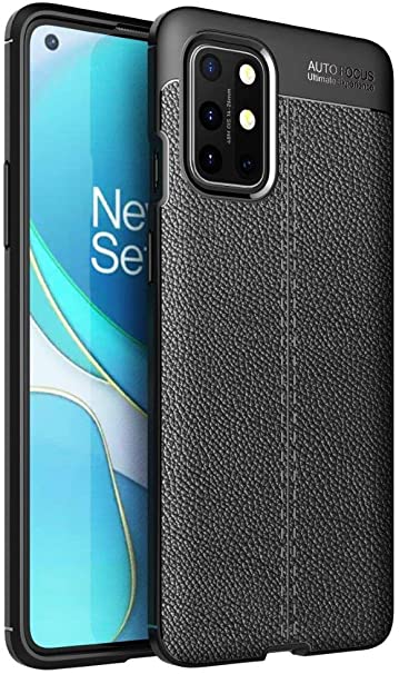 OnePlus 9R, Shockproof Original Leather Pattern Back Case Cover Carbon Fiber From CompuMisr - Black