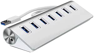 7 Port USB 3.0 Hub Trands Aluminum Multi-Port USB Hub with Built-in Cable