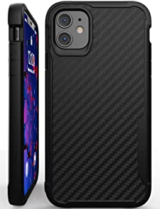 Kitoo Designed for iPhone 11 Shockproof Case, Carbon Fiber Pattern, 10ft. Drop d, Wireless Charging - Black