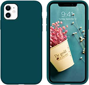 DUEDUE iPhone 11 Case, Liquid Silicone Soft Gel Rubber Slim Cover with Microfiber Cloth Lining Cushion Shockproof Full Body Protective Case for iPhone 11 6.1” for Women Men,Teal