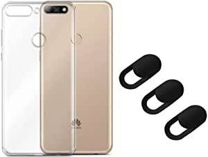y7 prime 2018 Silicone Back Case with 3 pcs spy protection cover for mobile camera