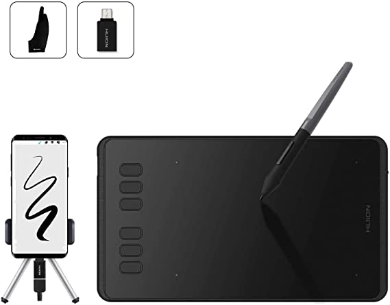 Huion Inspiroy H640P Graphics Drawing Tablet, with Battery-Free Stylus and 6 Customizable Function Keys, Graphics Tablet for Mac Windows Android, Ideal Drawing Pad for Work from Home & Remote Learning