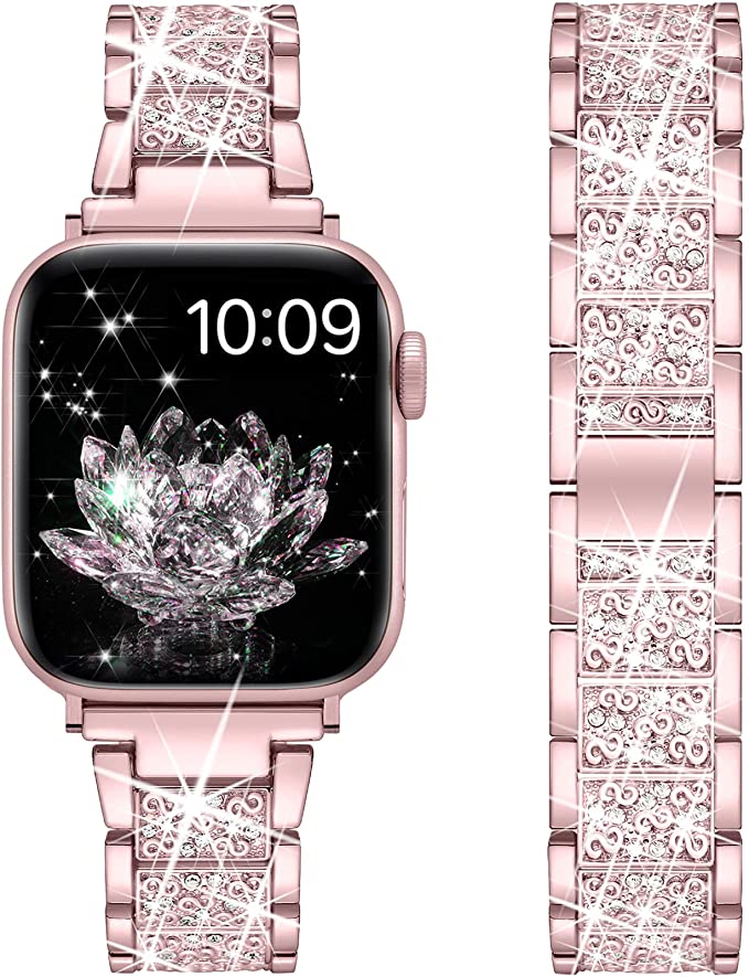 YGTIECS Compatible with Apple Watch Band 38mm 40mm 41mm Women, Dressy Apple Watch Band Bling Diamond, Lightweight and Easy Adjustable Bracelet for iWatch Band Series SE 7 6 5 4 3 2 1