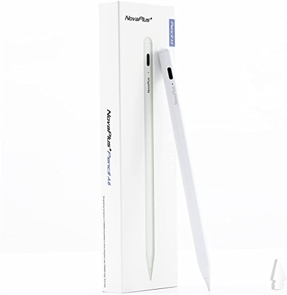 Novaplus+ Stylus Pen for IPad, Tip Exchangeable with Apple Pencil Tip, Precise Writing/Drawing. A6, 0.14cm, Compatible with IPad Air 3rd/4th Gen, 6/7/8th Gen. Magnetic Design. Palm Rejection, White