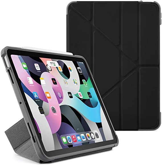 Pipetto iPad Air 10.9 (iPad Air 4) 2020 Origami Shield Case | Rugged Shockproof 5-in-1 Stand Case | Apple Pencil 2 Charging | 99.9% Anti-Bacterial iPad Case - Black