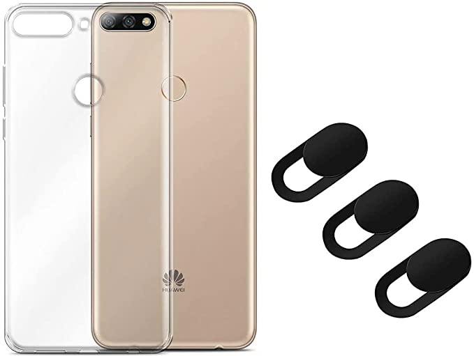 y7 prime 2018 Silicone Back Case with 3 pcs spy protection cover for mobile camera