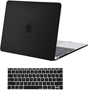 Mosiso Plastic Hard Shell Case with Keyboard Cover for MacBook 12 Inch with Retina Display Model A1534 (Newest Version 2017/2016/2015), Black