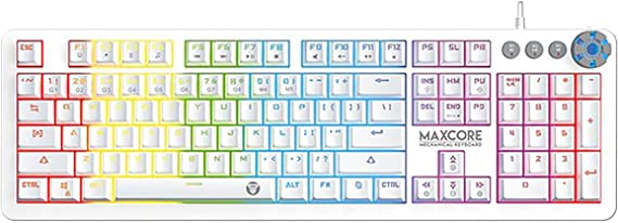 Fantech Mk852 Maxcore RGB Mechanical Gaming Keyboard | Blue Switch | With Macros | Space Edition White