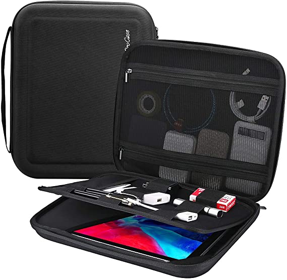 ProCase Portfolio Sleeve Case Organizer Carry Bag for iPad Pro 12.9 5th 2021/4th 2020/3rd 2018, MacBook 11”/Galaxy Tab S7 Plus 12.4"/Surface Pro X 7-1, Business Travel Briefcase Organizer Bag -Black
