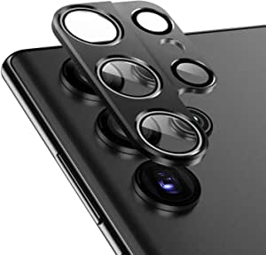 [2 Pack] AFARER Camera Lens Protector for Samsung Galaxy S22 Ultra, Metal Tempered Glass Camera Cover, 9H Hardness, Ultra HD, Anti-Scratch, Case Friendly for Samsung S22 Ultra(Black)