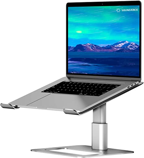 Soundance Adjustable Laptop Stand for Desk, Computer Stand, Ergonomic Laptop Riser Holder Compatible with 10 to 17.3 Inches Notebook PC Computer, Aluminum Silver