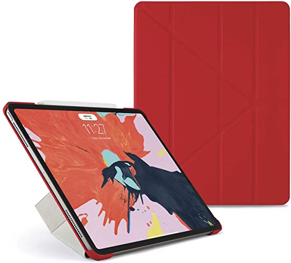 Pipetto Origami iPad Case Pro 12.9" (2018) with 5 in 1 stand & auto sleep/wake function Red