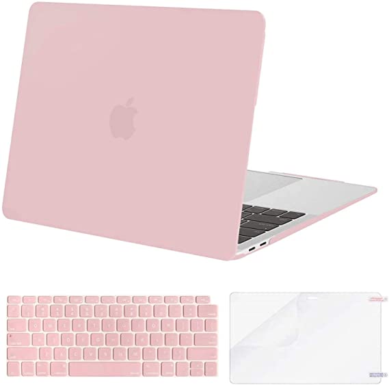 MOSISO Compatible with MacBook Air 13 inch Case 2020 2019 2018 Release A2337 M1 A2179 A1932 Retina Display Touch ID, Corner Protective Plastic Hard Shell&Keyboard Cover&Screen Protector, Baby Pink