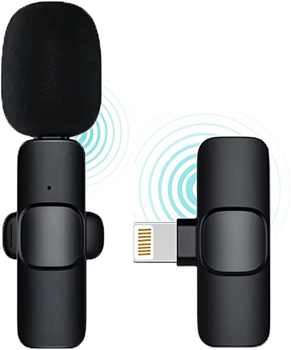 Bentifar Wireless Lavalier Microphone for iPhone iPad Mini Mic for YouTube Facebook Live Stream TikTok Vlog Zoom Video Recording - Noise Reduction/No APP & Bluetooth Needed (Black(Lightning))