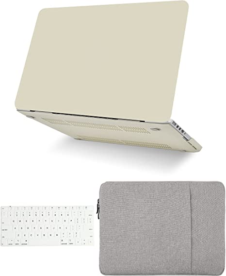 KECC Laptop Case Compatible with MacBook Air 13" Retina (2020/2019/2018, Touch ID) w/Keyboard Cover + Sleeve Plastic Hard Shell Case A1932 3 in 1 Bundle (Cream)