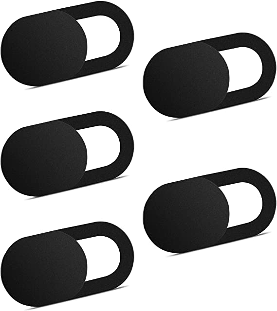 Nano-Shield S1 Webcam Cover, 0.03in Ultra Thin Web Camera Cover for Computer, Laptop, iMac, MacBook Pro, Smartphone, Slider Camera Blocker Protect Privacy Sliding Design (5 Pack, Black)