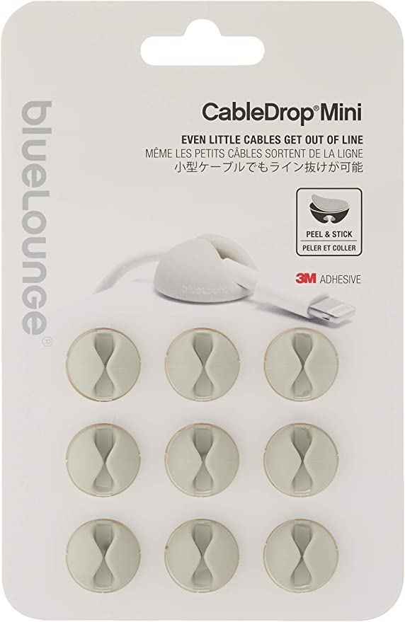 Bluelounge CableDrop-Mini Multi Purpose Cable Clip for Apple Device, Smartphone and Table - White