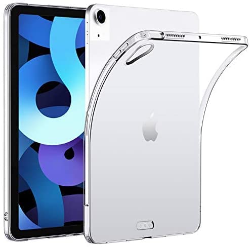 Aketo® clear case for Apple iPad Air 4, 10.9". crystal clear back case. tough flexible silicone shockproof design (pencil 2 compatible) slimline transparent case for ipad air 4