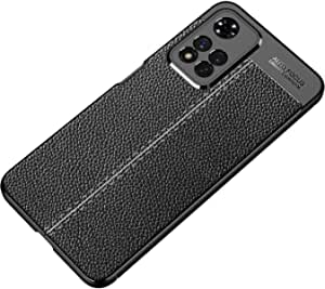 جراب لهاتف شاومى Poco X4 NFC ، جراب خلفي بنمط جلد أصلي مقاوم للصدمات من ألياف الكربون المصقول - مقاوم للانزلاق - جراب عالي الجودة من GrabMobily - أسود