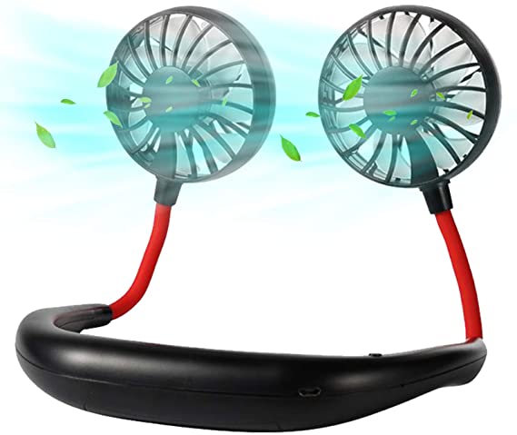 Neck Hanging Fan - Hand Free Portable Neck Sports Fans, USB Rechargeable Personal Wearable Fan Premium Headphone Design Mini Neckband Fan for Office Outdoor Travel (Upgraded Version)