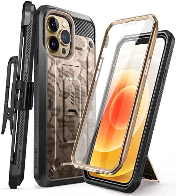 SUPCASE Unicorn Beetle Pro Series Case for iPhone 13 Pro Max (2021 Release) 6.7 Inch, Built-in Screen Protector Full-Body Rugged Holster Case (Desert)