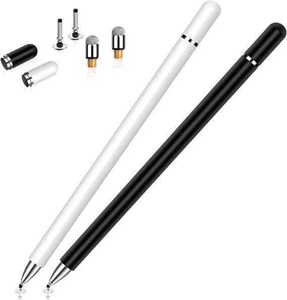 Stylus for iPad (2 Pcs), StylusHome Magnetic Disc Universal Stylus Pens Touch Screens for Apple/iPhone/Ipad pro/Mini/Air/Android/Microsoft/Surface All Capacitive Touch Screens - Black/White
